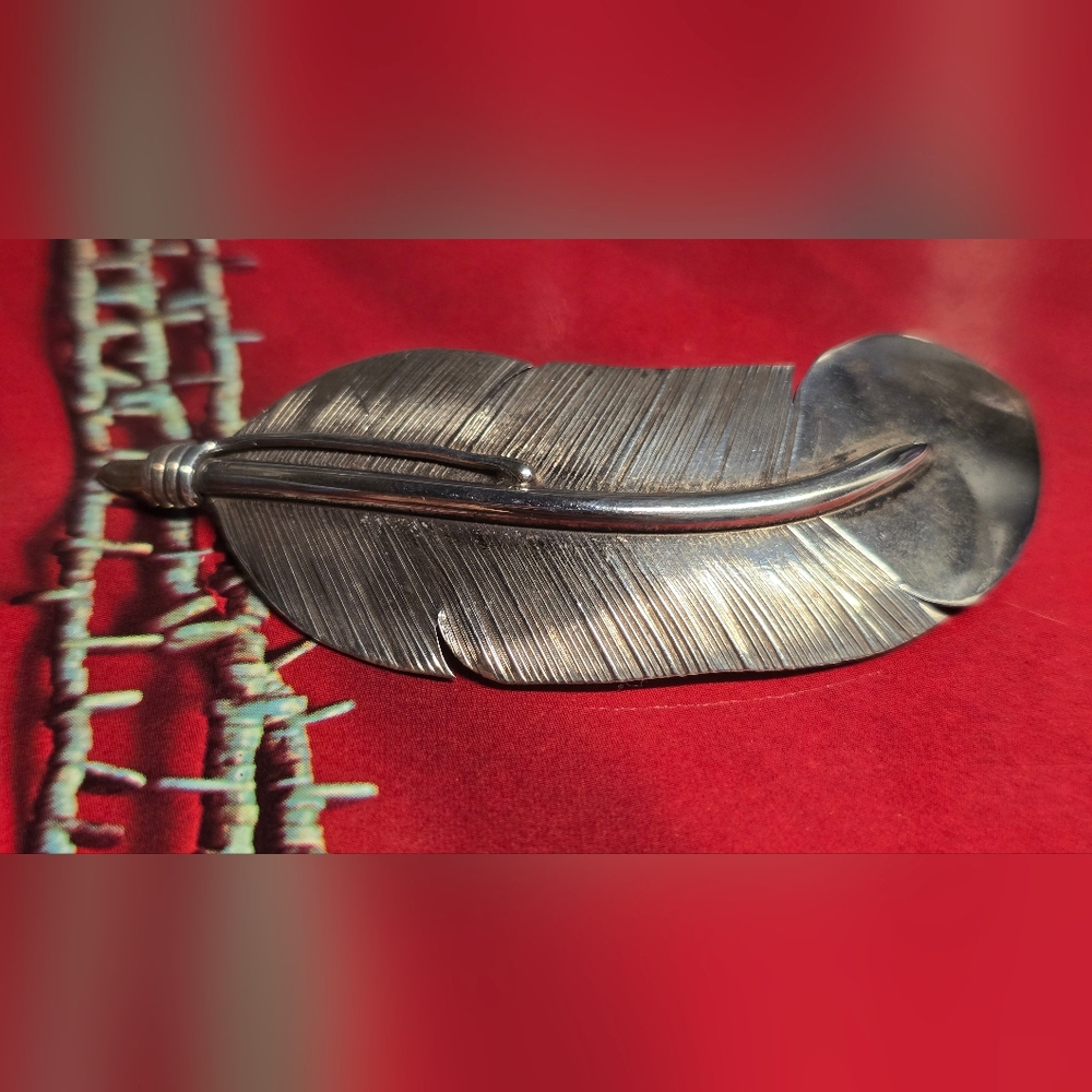 *PRICE DROP** Navajo Signed Micheal Nez Sterling Silver Feather Brooch